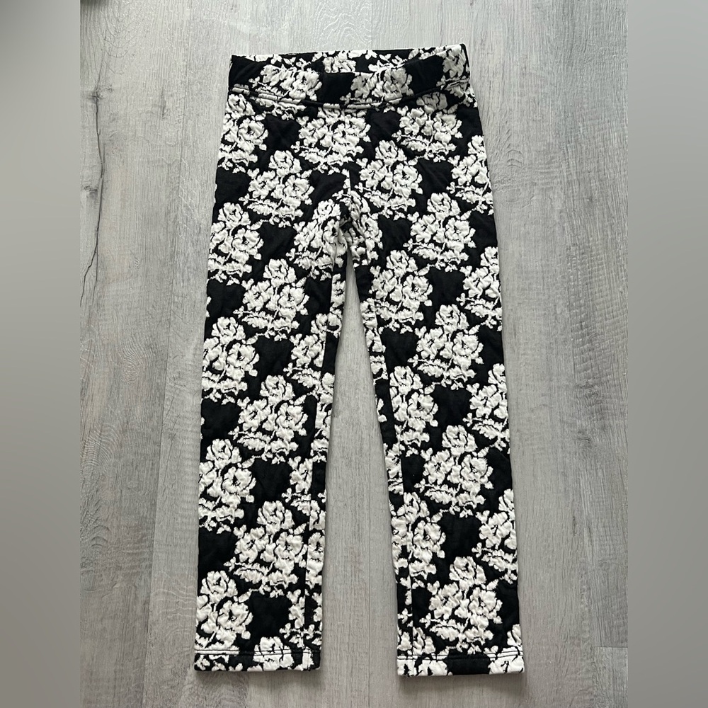 Janie and Jack Black and White Floral Leggings